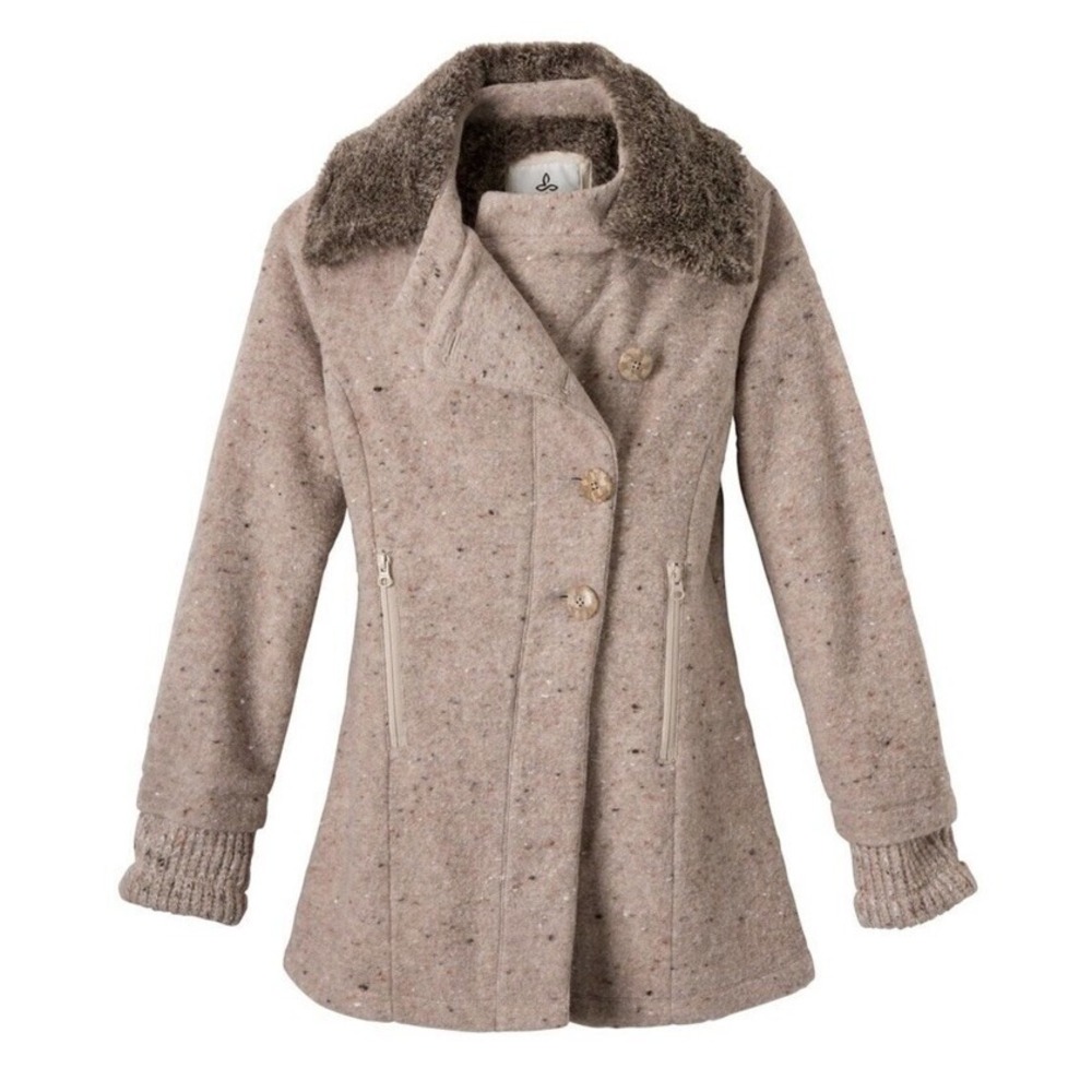 prAna‎ Lisina wool blend peacoat in Oatmeal Rose Sz L